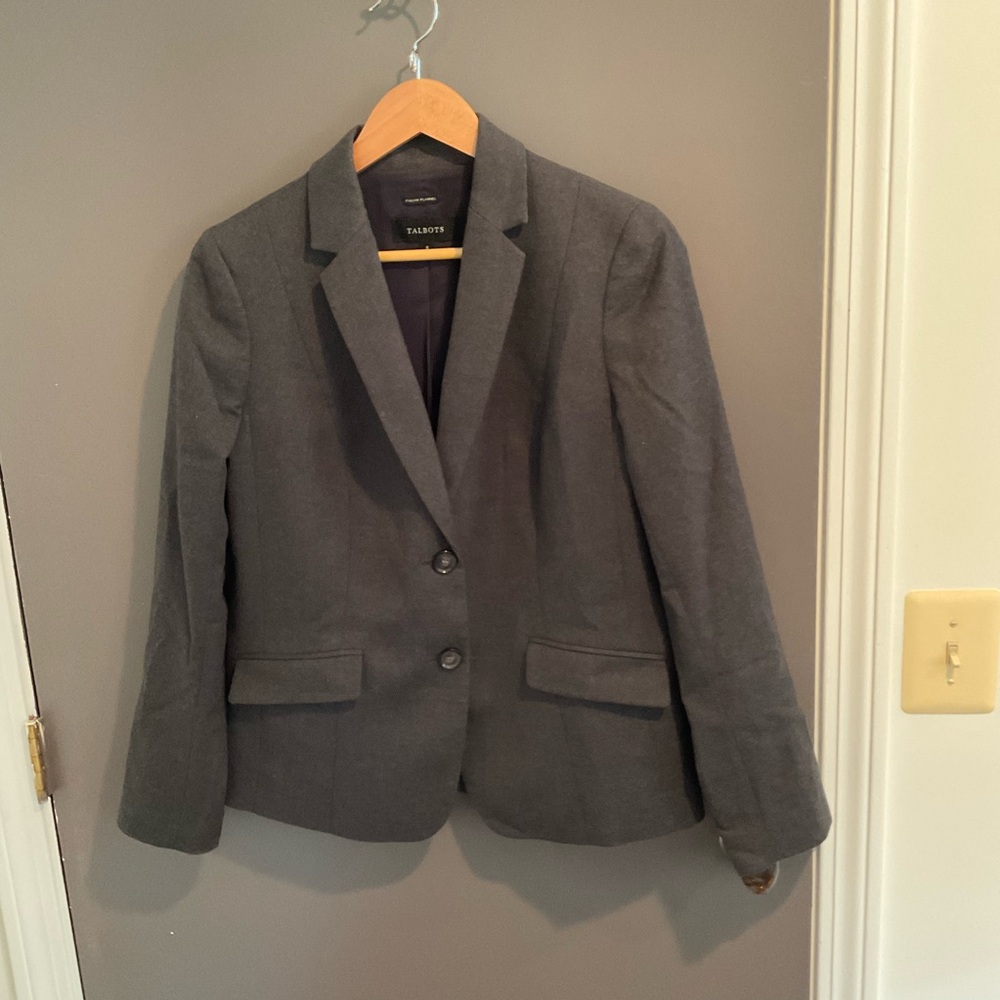 Talbots Gray Italian Flannel Wool Blazer